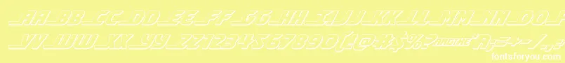 shiningherald3dital-Schriftart – Weiße Schriften auf gelbem Hintergrund