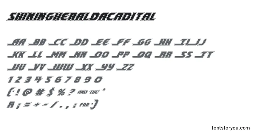 Schriftart Shiningheraldacadital (140707) – Alphabet, Zahlen, spezielle Symbole
