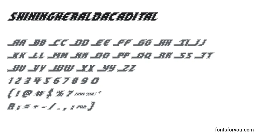Czcionka Shiningheraldacadital (140708) – alfabet, cyfry, specjalne znaki