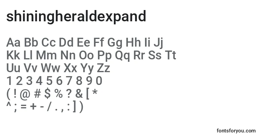 Czcionka Shiningheraldexpand (140714) – alfabet, cyfry, specjalne znaki