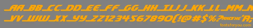 フォントshiningheraldexpandital – オレンジの文字は灰色の背景にあります。