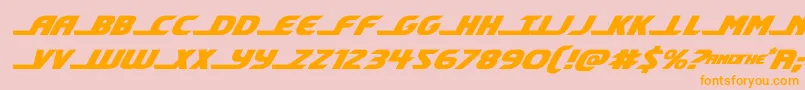 フォントshiningheraldexpandital – オレンジの文字がピンクの背景にあります。