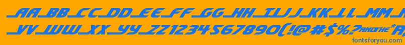 フォントshiningheraldexpandital – オレンジの背景に青い文字
