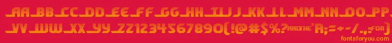 フォントshiningheraldgrad – 赤い背景にオレンジの文字