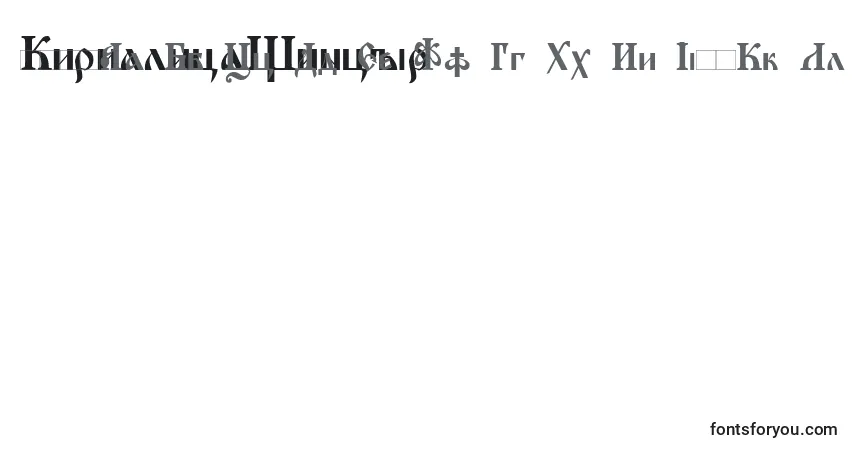 Czcionka KirillicaWincyr – alfabet, cyfry, specjalne znaki