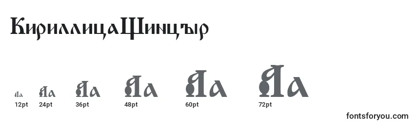 Размеры шрифта KirillicaWincyr