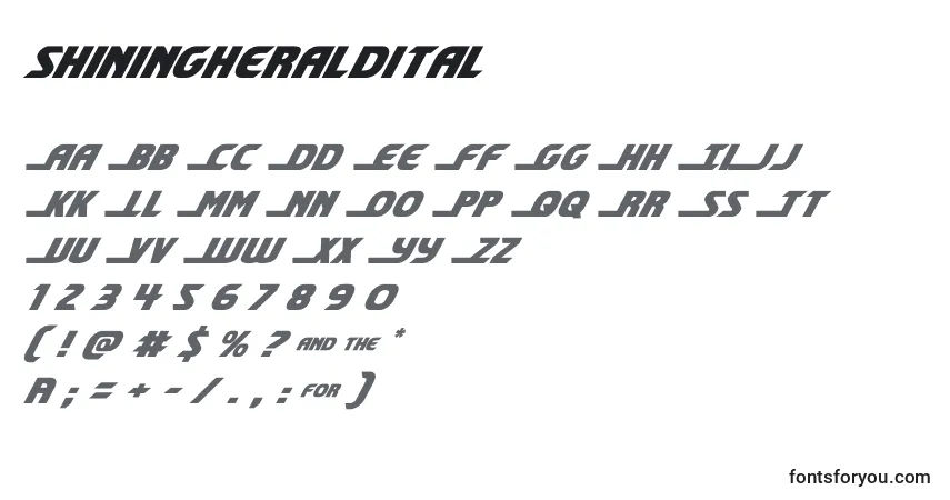 Schriftart Shiningheraldital (140721) – Alphabet, Zahlen, spezielle Symbole