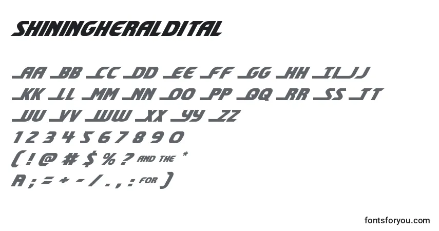 A fonte Shiningheraldital (140722) – alfabeto, números, caracteres especiais