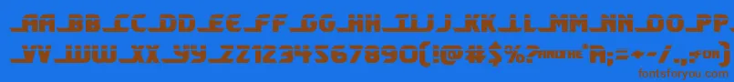 フォントshiningheraldlaser – 茶色の文字が青い背景にあります。