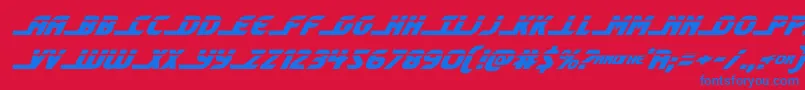 フォントshiningheraldlaserital – 赤い背景に青い文字
