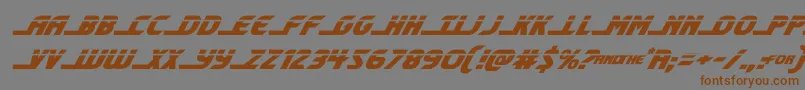 フォントshiningheraldlaserital – 茶色の文字が灰色の背景にあります。