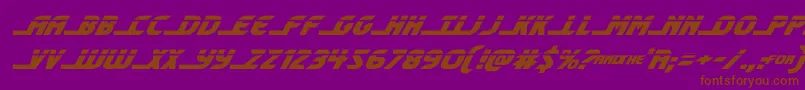 フォントshiningheraldlaserital – 紫色の背景に茶色のフォント