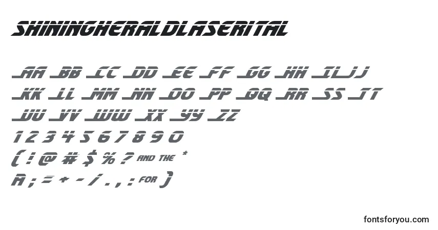 Schriftart Shiningheraldlaserital (140726) – Alphabet, Zahlen, spezielle Symbole