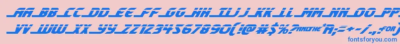 フォントshiningheraldlaserital – ピンクの背景に青い文字