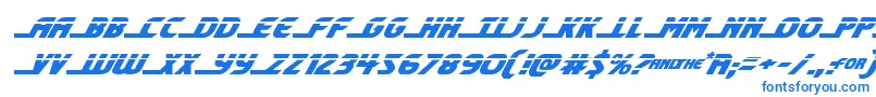 フォントshiningheraldlaserital – 白い背景に青い文字