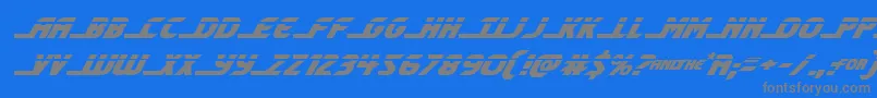 フォントshiningheraldlaserital – 青い背景に灰色の文字