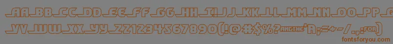 フォントshiningheraldout – 茶色の文字が灰色の背景にあります。