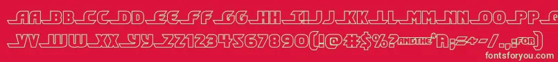 フォントshiningheraldout – 赤い背景に緑の文字