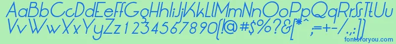 Czcionka LtOksanaItalic – niebieskie czcionki na zielonym tle