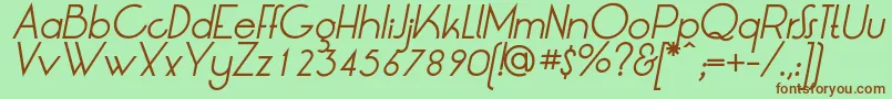 Fonte LtOksanaItalic – fontes marrons em um fundo verde