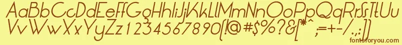 LtOksanaItalic-fontti – ruskeat fontit keltaisella taustalla