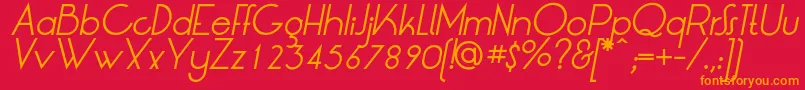 フォントLtOksanaItalic – 赤い背景にオレンジの文字