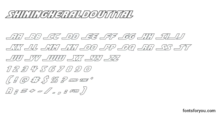 A fonte Shiningheraldoutital (140732) – alfabeto, números, caracteres especiais