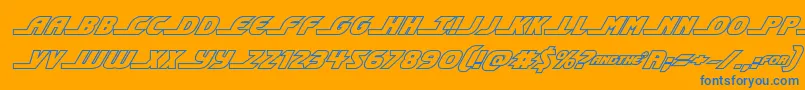 shiningheraldoutital-Schriftart – Blaue Schriften auf orangefarbenem Hintergrund