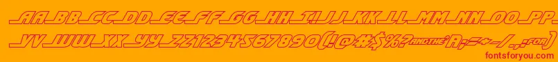フォントshiningheraldoutital – オレンジの背景に赤い文字
