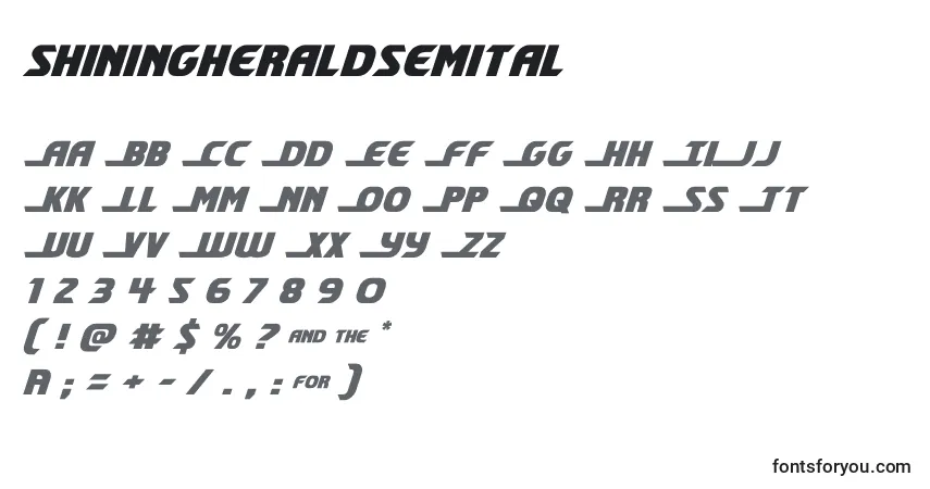 Czcionka Shiningheraldsemital – alfabet, cyfry, specjalne znaki