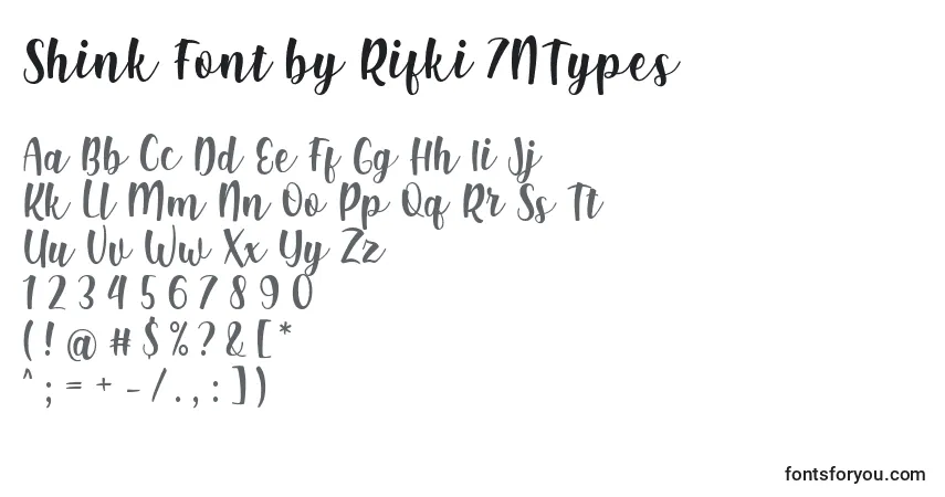 Schriftart Shink Font by Rifki 7NTypes – Alphabet, Zahlen, spezielle Symbole