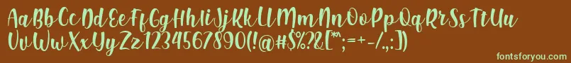 フォントShink Font by Rifki 7NTypes – 緑色の文字が茶色の背景にあります。