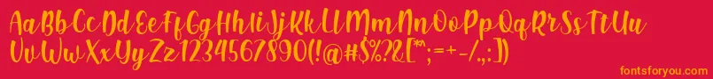 Fonte Shink Font by Rifki 7NTypes – fontes laranjas em um fundo vermelho