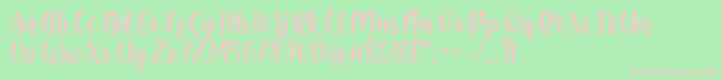 Shink Font by Rifki 7NTypes-fontti – vaaleanpunaiset fontit vihreällä taustalla