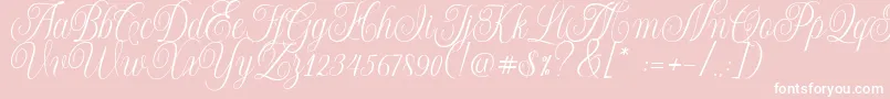 Shintosa-Schriftart – Weiße Schriften auf rosa Hintergrund