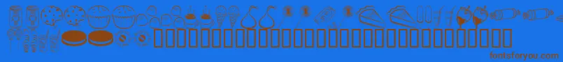 SugarComa-Schriftart – Braune Schriften auf blauem Hintergrund