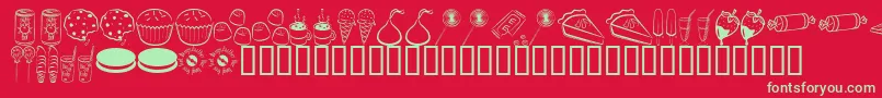 SugarComa-Schriftart – Grüne Schriften auf rotem Hintergrund