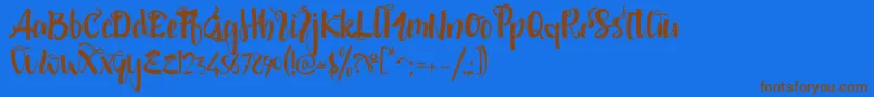 Fonte shintya DEMO – fontes marrons em um fundo azul