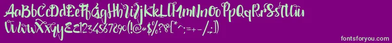 shintya DEMO-fontti – vihreät fontit violetilla taustalla