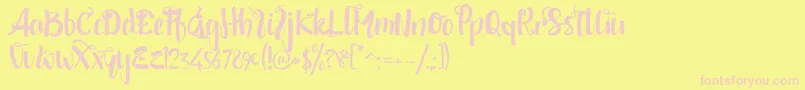 shintya DEMO-fontti – vaaleanpunaiset fontit keltaisella taustalla