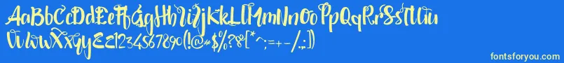 shintya DEMO Font – Yellow Fonts on Blue Background