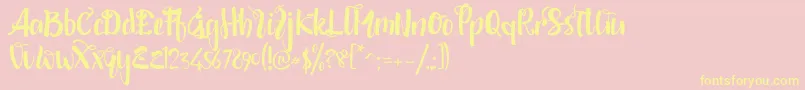 shintya DEMO-Schriftart – Gelbe Schriften auf rosa Hintergrund
