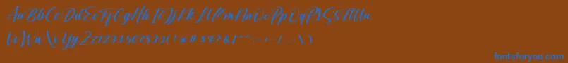 Shintyan Font – Blue Fonts on Brown Background