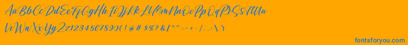 Shintyan Font – Blue Fonts on Orange Background
