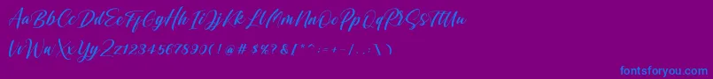 Shintyan-Schriftart – Blaue Schriften auf violettem Hintergrund