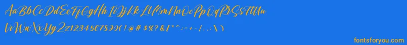 Shintyan Font – Orange Fonts on Blue Background