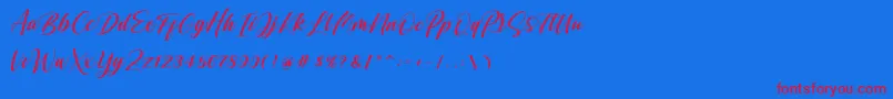 Shintyan-Schriftart – Rote Schriften auf blauem Hintergrund