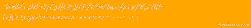 Shintyan-Schriftart – Rosa Schriften auf orangefarbenem Hintergrund