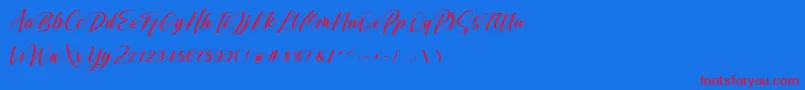 Shintyan-Schriftart – Rote Schriften auf blauem Hintergrund