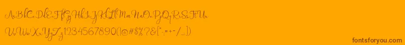 Shinyday free personal use-Schriftart – Braune Schriften auf orangefarbenem Hintergrund